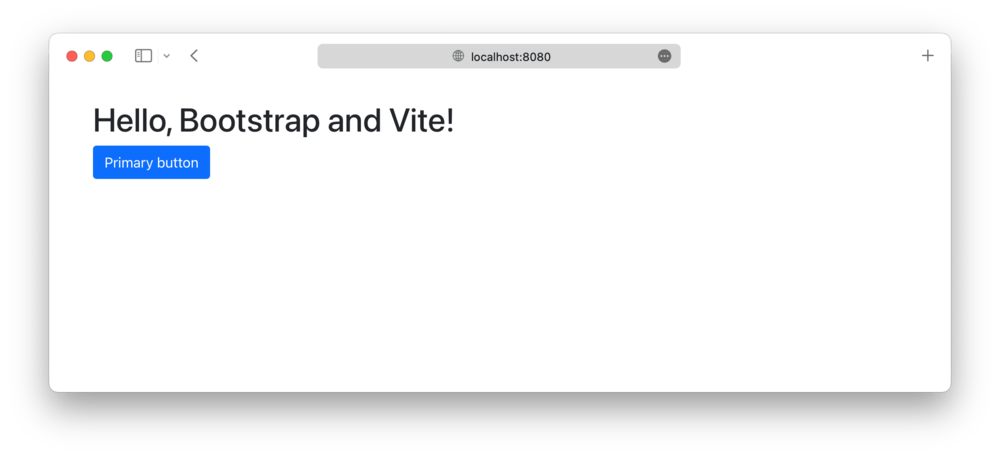 Vite dev server running with Bootstrap